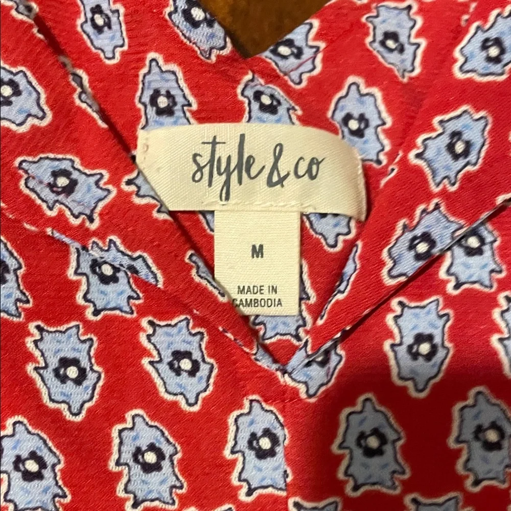 Style & Co. Red and Blue Patterned Dress - Picture 5 of 7